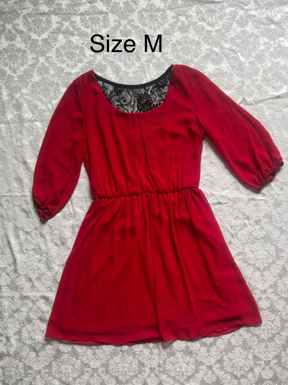 Red Lace-Back Scoop Neck Dress